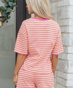 Alternative view of Rose Stripe Drop Shoulder Boxy Casual Terry Short Set