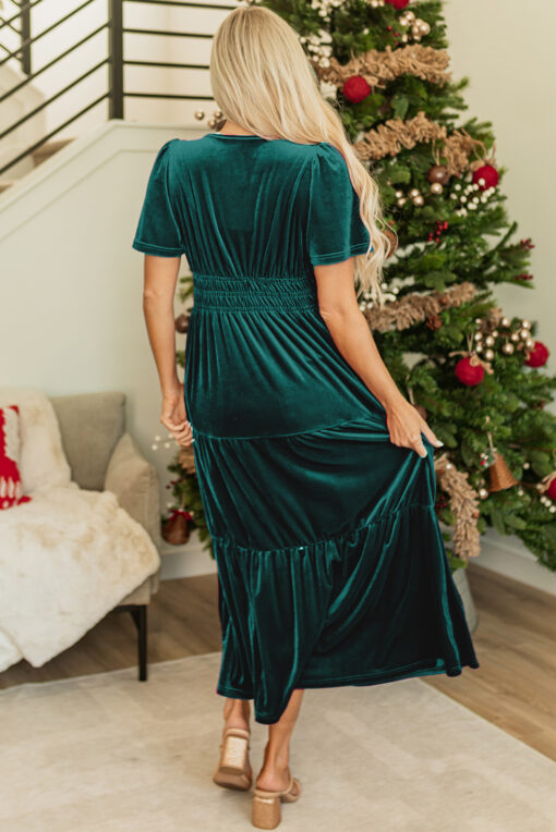 velvet shirred-waist knee-length dress Fifteen Twenty Beatrice Side Shirred Dress Black / M