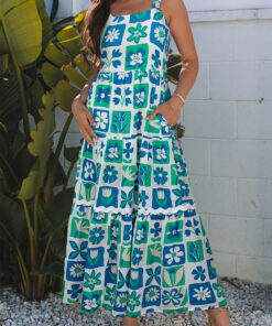 Multicolour Floral Maxi Sundress with Ricrac Trim