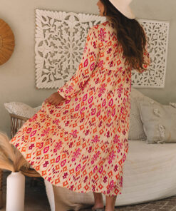 Alternative view of Orange Western Abstract Geometric Printed Maxi Dress
