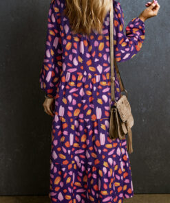 Alternative view of Blue Petal Collared Tiered Flowy Long Dress