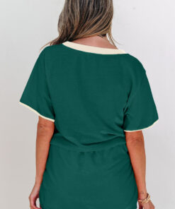 Alternative view of Evergreen Colorblock Edge Drop Shoulder T Shirt and Skort 2Pcs Set