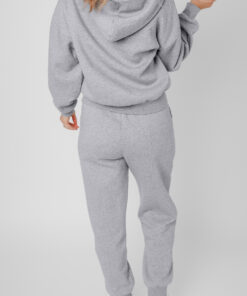 Alternative view of Gray Solid Exposed Seams Hoodie and Joggers Activewear Set