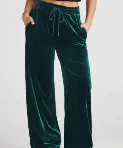 Evergreen Solid Drawstring Waist Wide Leg Pants