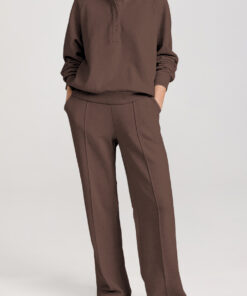 Alternative view of Dark Brown Solid Collared Sweatshirt and High Waist Pants Active Set