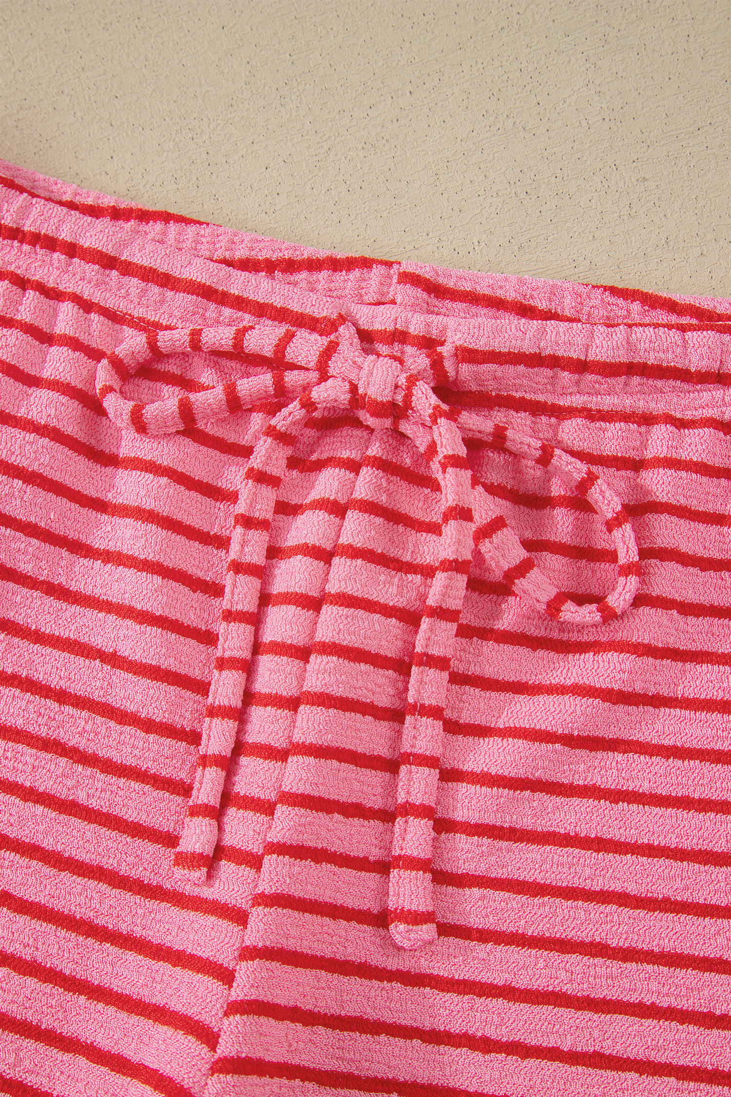Rose Stripe Side Split Knit Tee Drawstring Shorts Set - Image 12