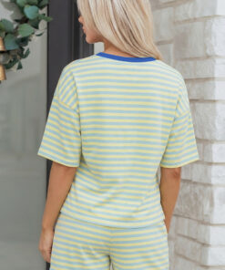 Alternative view of Yellow Stripe Drop Shoulder Boxy Casual Terry Short Set