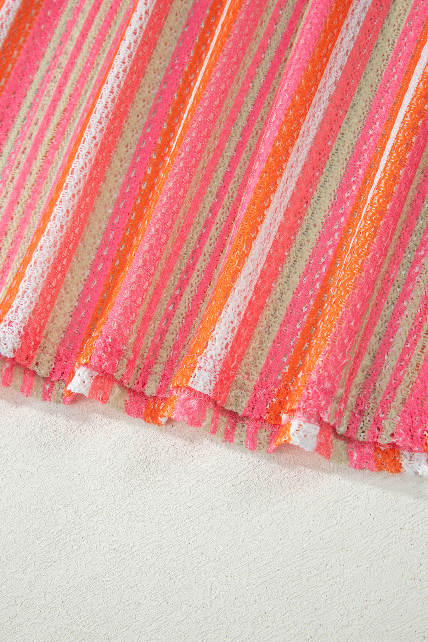 Pink Stripe Ruffled Straps Ribbon Knot Flowy Vacation Maxi Dress - Image 11