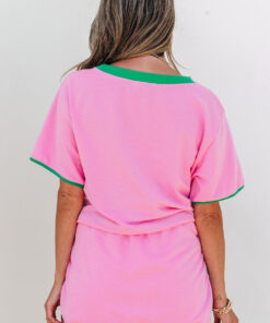 Alternative view of Bonbon Colorblock Edge Drop Shoulder T Shirt and Skort 2Pcs Set