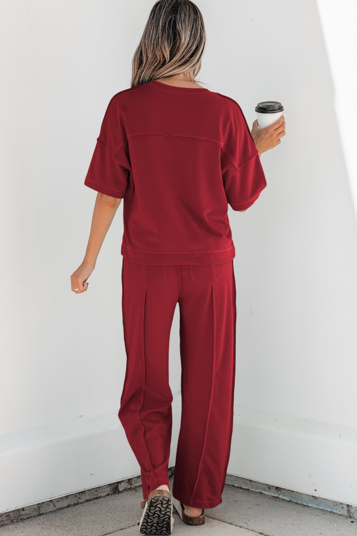 Racing Red Drop Shoulder Boxy Tee and Barrel Pants Set - Image 7