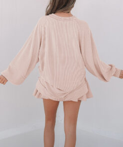 Alternative view of Jet Stream Corded Lantern Sleeve Top High Waist Ruffled Mini Skort Set