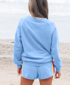 Alternative view of Beau Blue Accent Pullover and Shorts Two Piece Casual Set