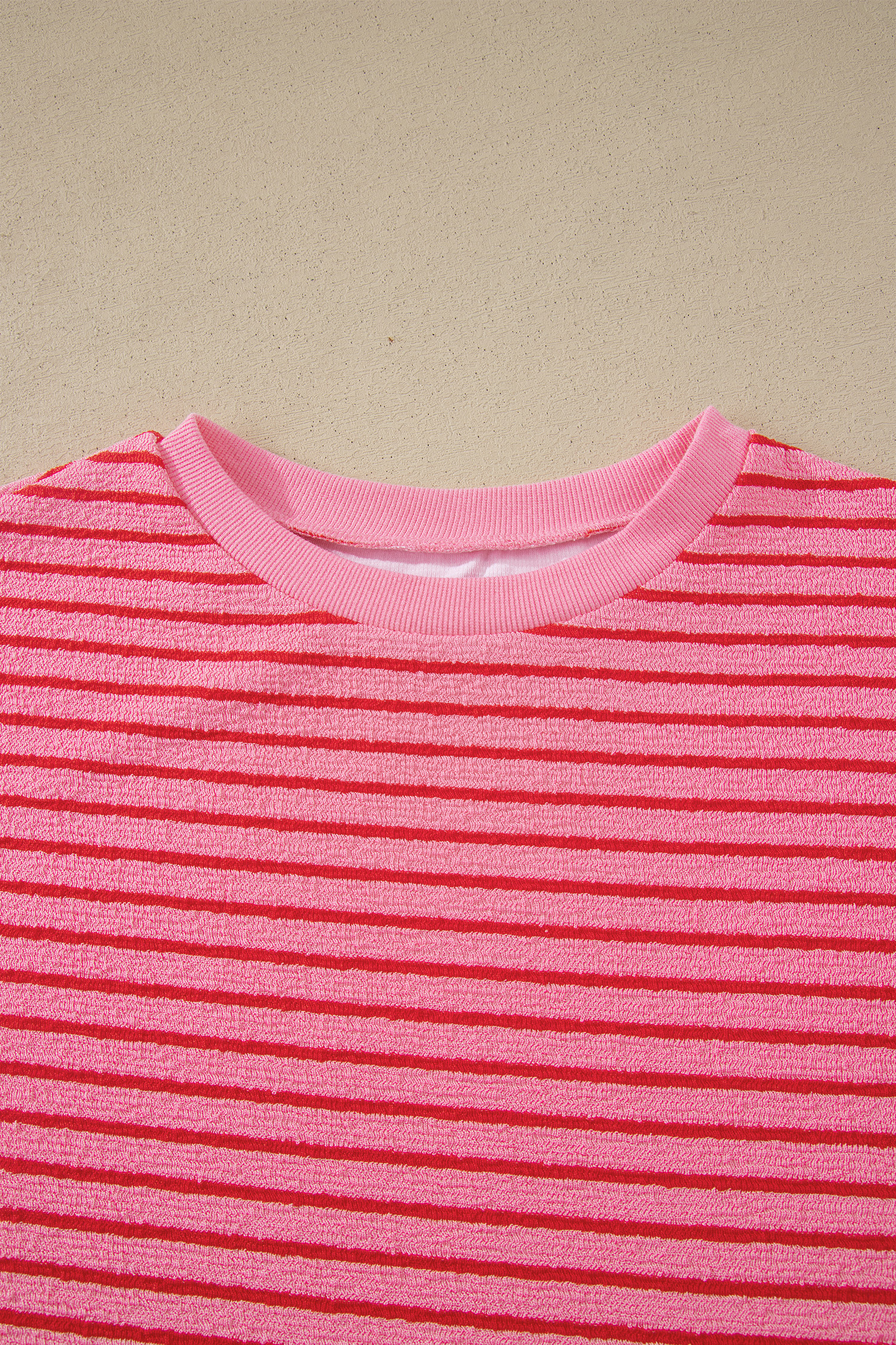 Rose Stripe Side Split Knit Tee Drawstring Shorts Set - Image 18