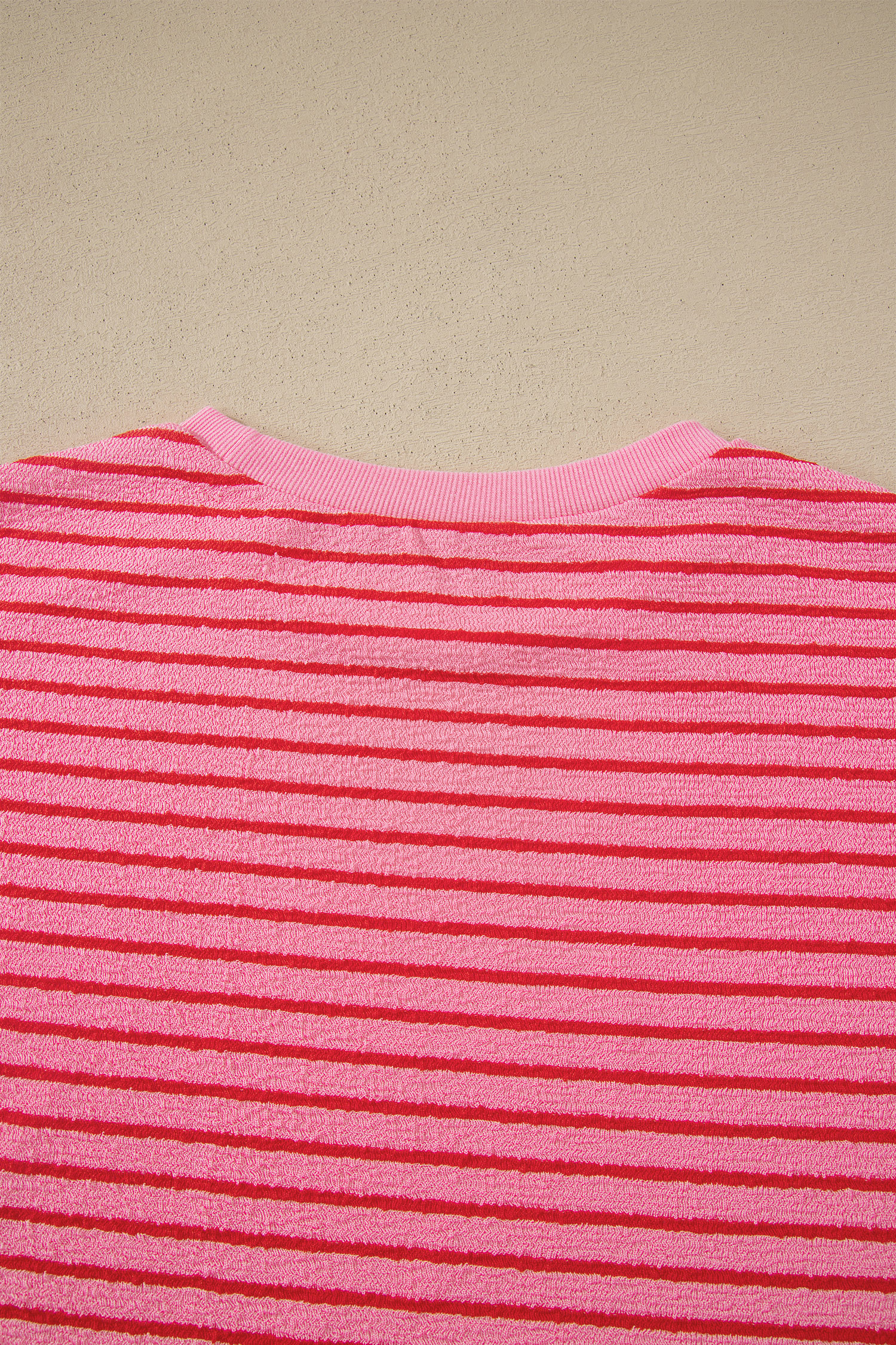 Rose Stripe Side Split Knit Tee Drawstring Shorts Set - Image 16