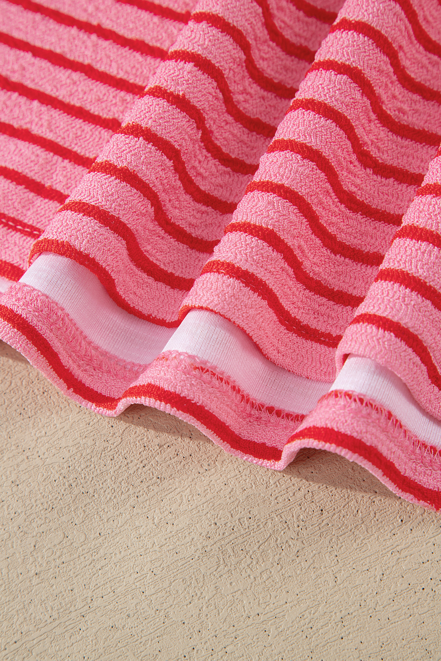 Rose Stripe Side Split Knit Tee Drawstring Shorts Set - Image 14