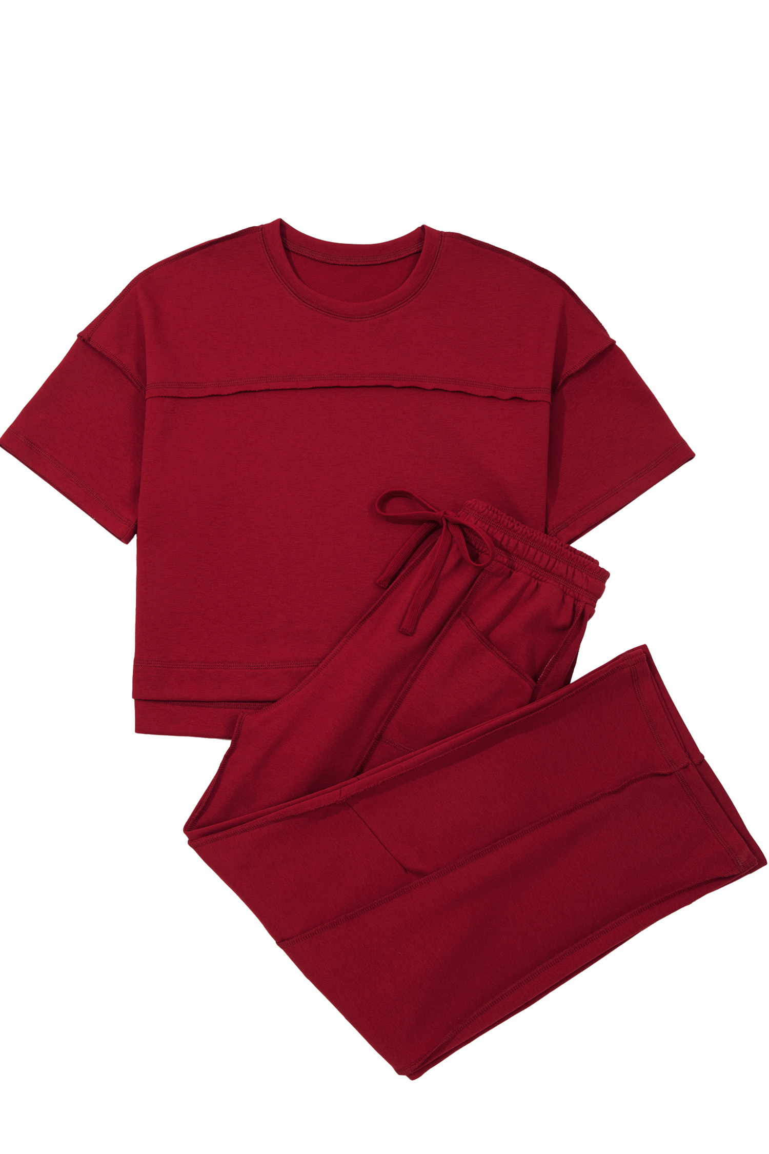 Racing Red Drop Shoulder Boxy Tee and Barrel Pants Set - Image 14