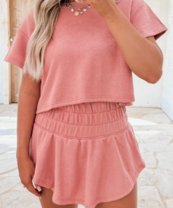 Blossom 2pcs Cropped Tee and Ruffle High Waist Skort Set