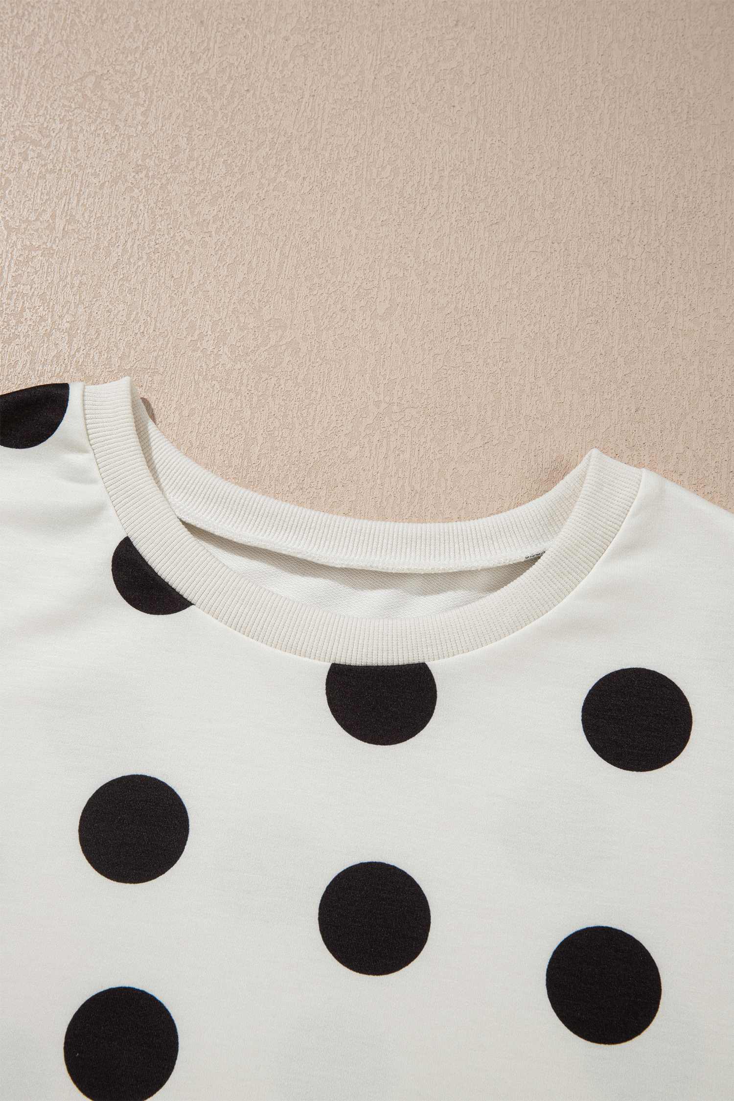Black Polka Dot Print Loose Tee Drawstring Elastic Waist Short Set - Image 6