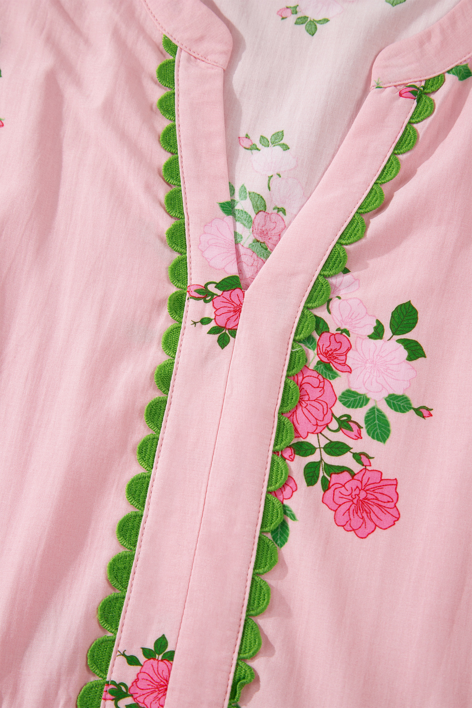 Pink Notched Neck Flutter Short Sleeve Floral Print Maxi Dress - Image 11