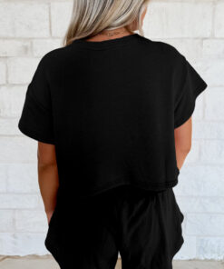 Alternative view of Black 2pcs Cropped Tee and Ruffle High Waist Skort Set