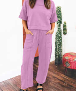 Orchid Bouquet Drop Shoulder Boxy Tee and Barrel Pants Set