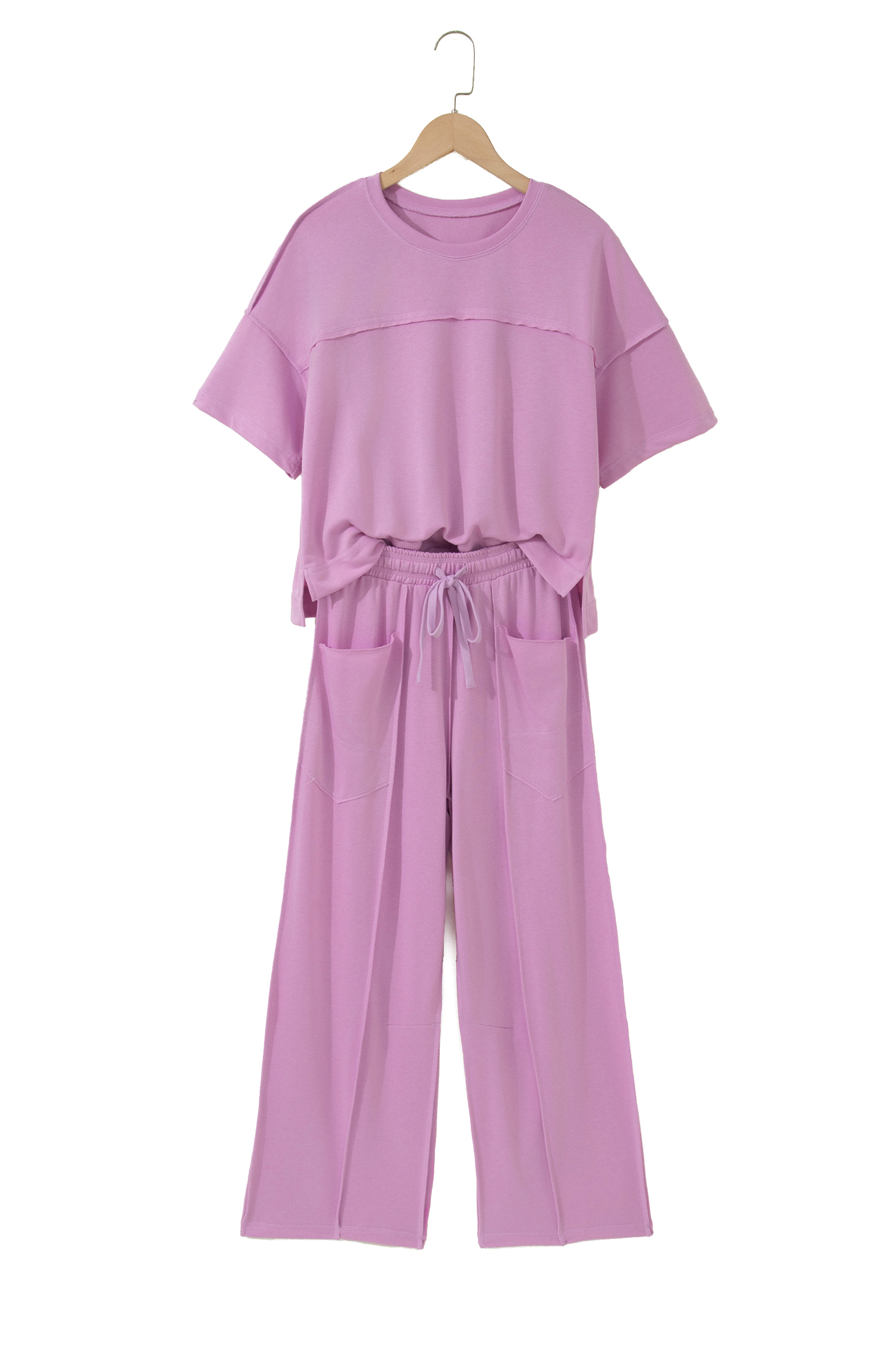 Orchid Bouquet Drop Shoulder Boxy Tee and Barrel Pants Set - Image 22